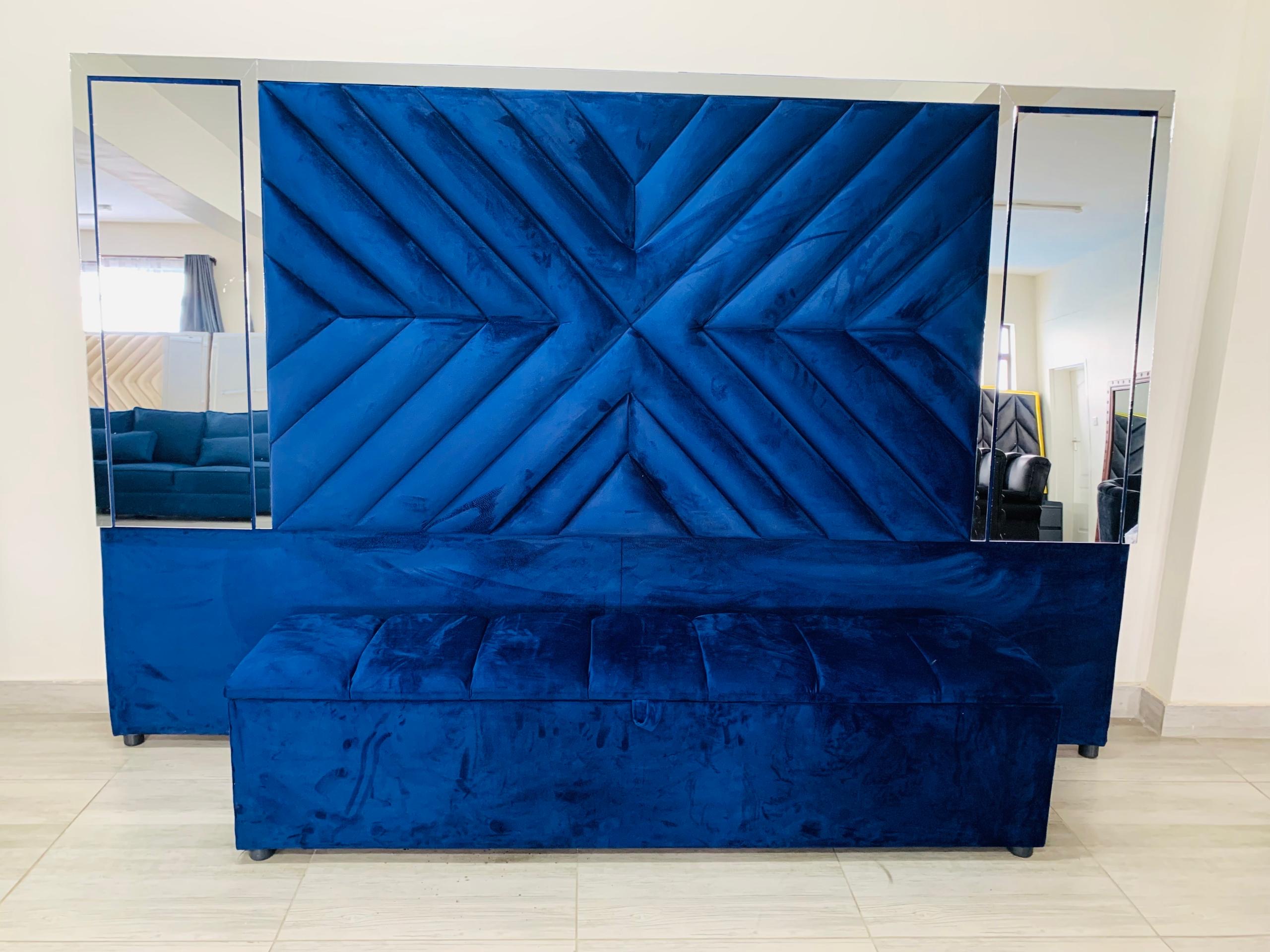 full mirror overlapping headboard