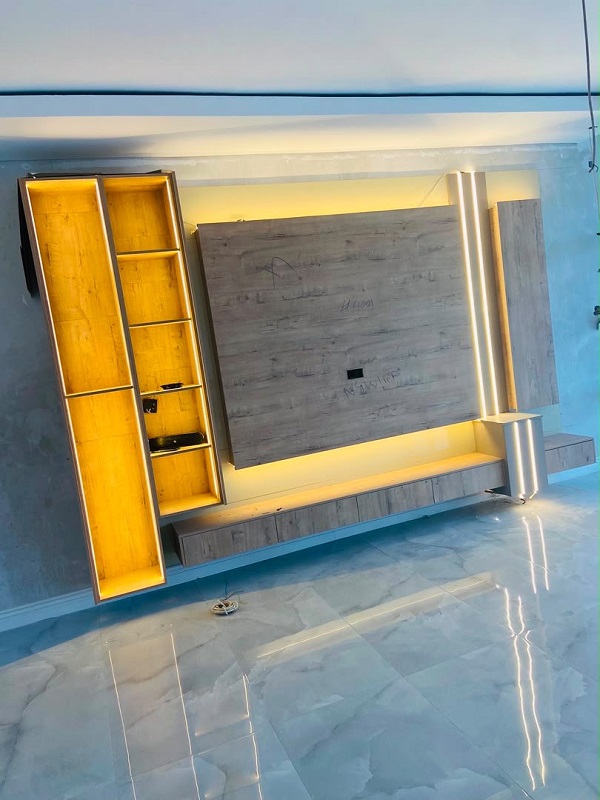 Premium wood-grain finish Tv unit