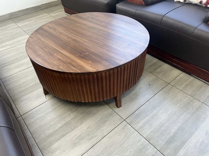 full wood short round table