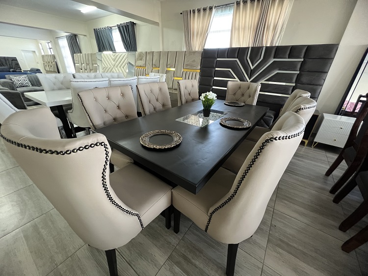 Luxury 8-Seater cream tufted Dining Suite